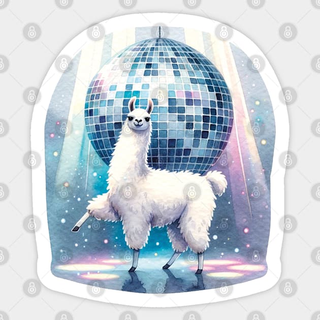 Disco Llama Sticker by Moxis Watercolor